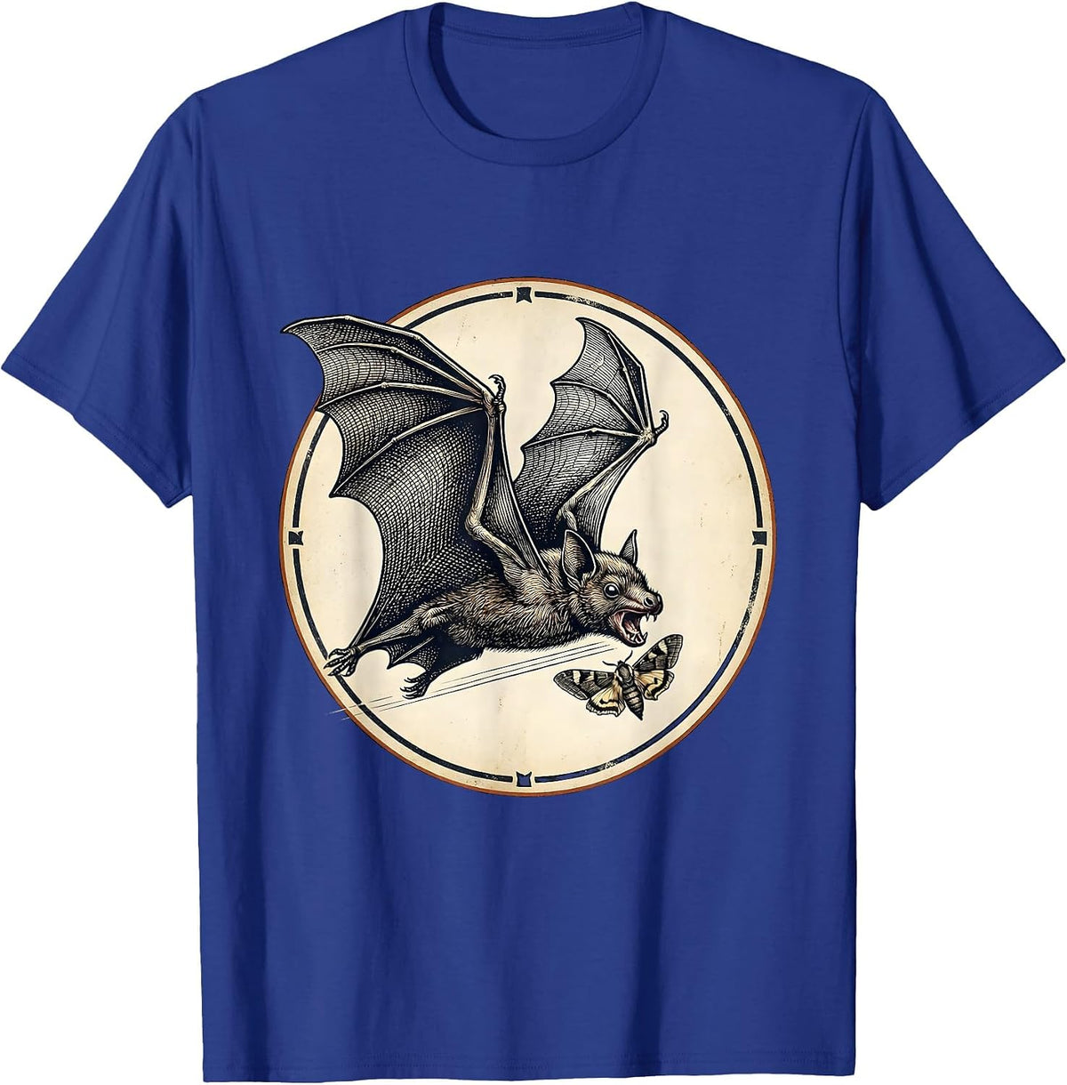 Men's Vintage Bat Lover Halloween Nature Illustration T-Shirt - Royal Blue