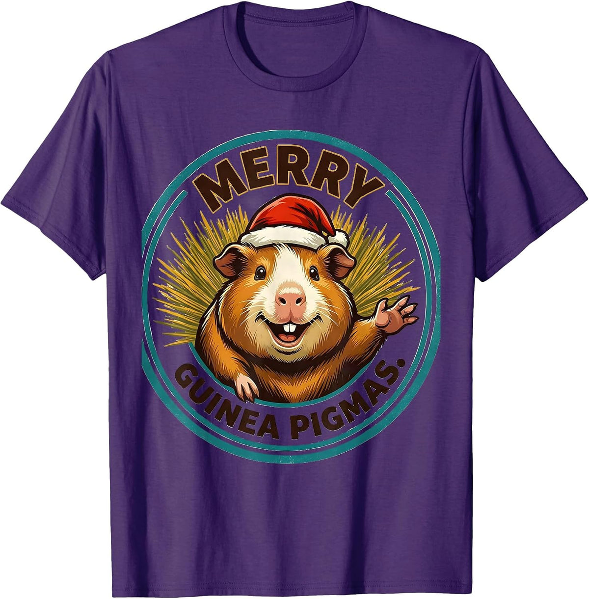 Merry Guinea Pigmas Retro Advertising Mascot Pet Lover T-Shirt - Purple