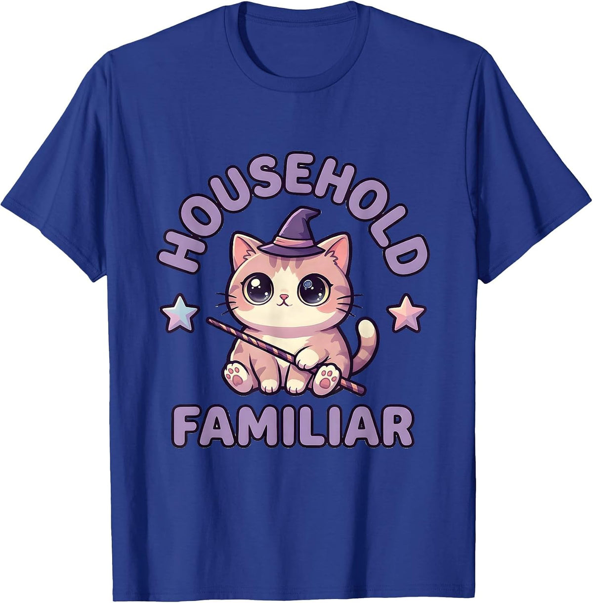 Men's Household Familiar Cute Kawaii Pastel Goth Cat Character T-Shirt - Royal Blue