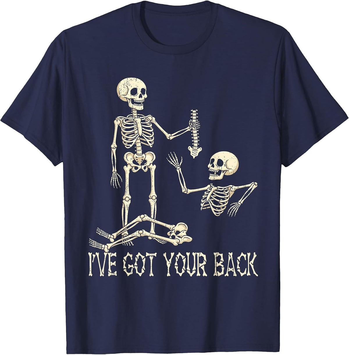 I've Got Your Back Skeleton Shirt Funny Halloween Men Women T-Shirt - Navy Blue