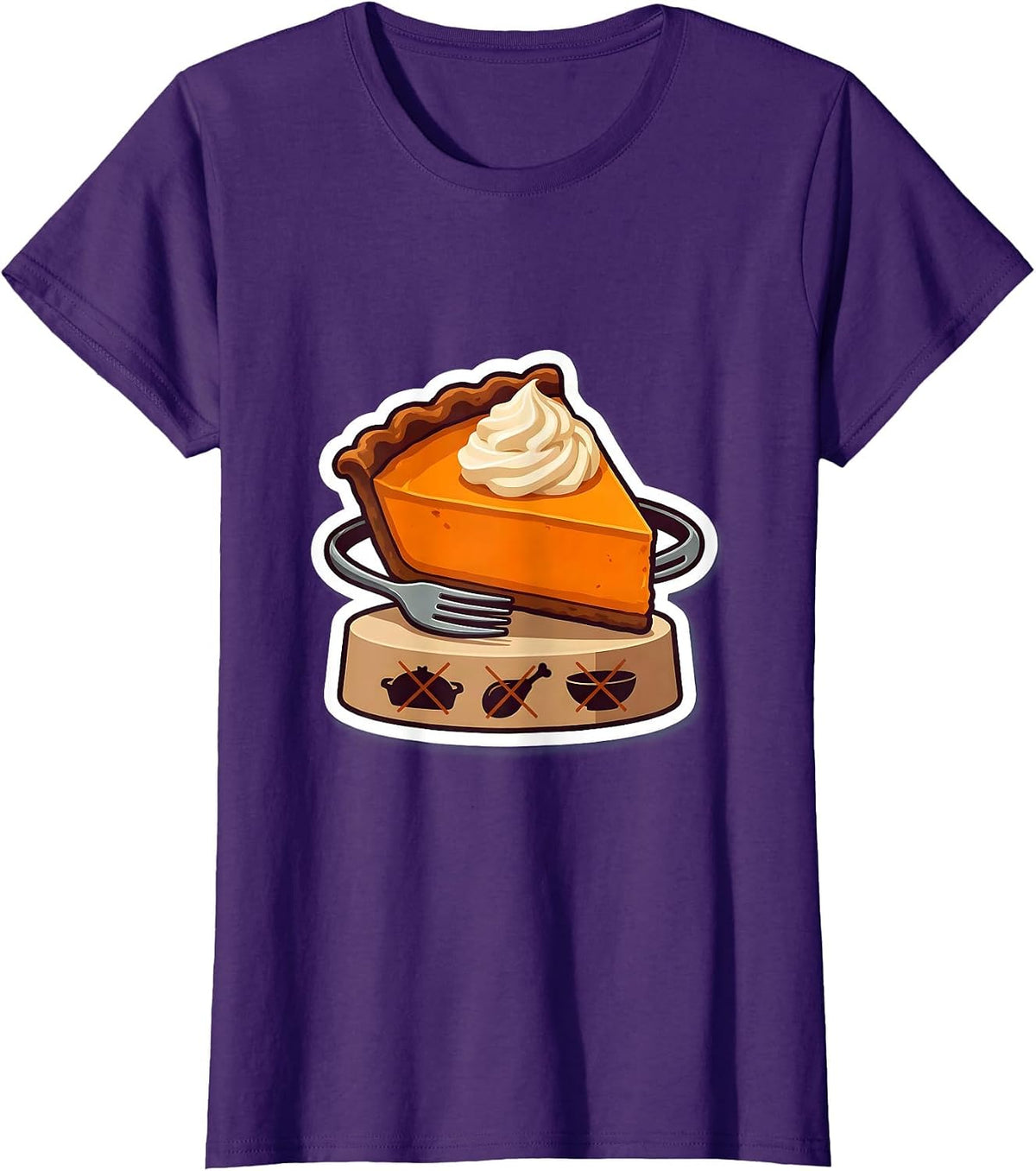 Women's Oversized Pumpkin Pie Wedge Funny Thanksgiving Humor T-Shirt - Purple