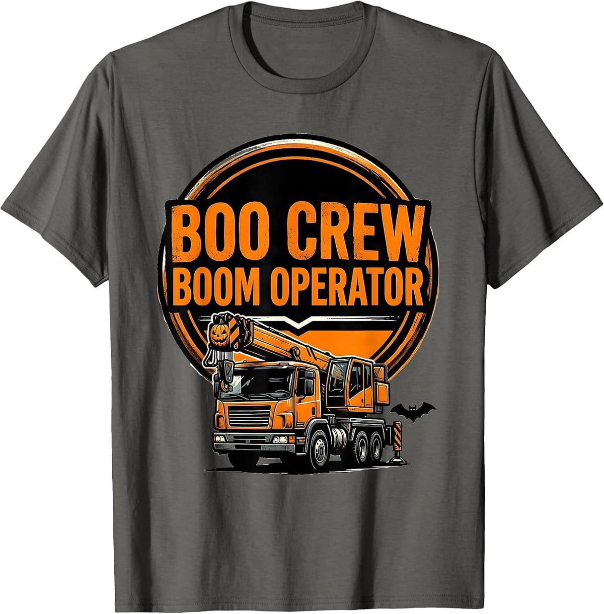 Men's Boo Crew Boom Operator Spooky Monster Truck Halloween Boys T-Shirt - Asphalt Grey