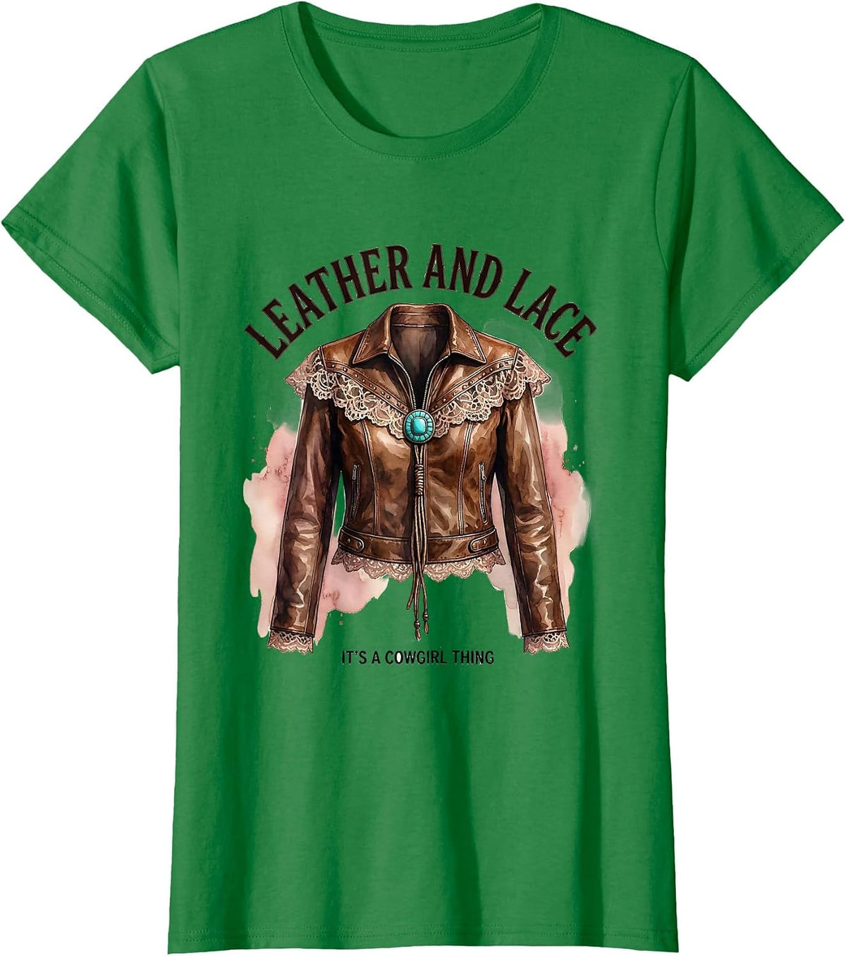 Leather and Lace It's a Cowgirl Thing Western Cowgirl Pride T-Shirt - Kelly Green