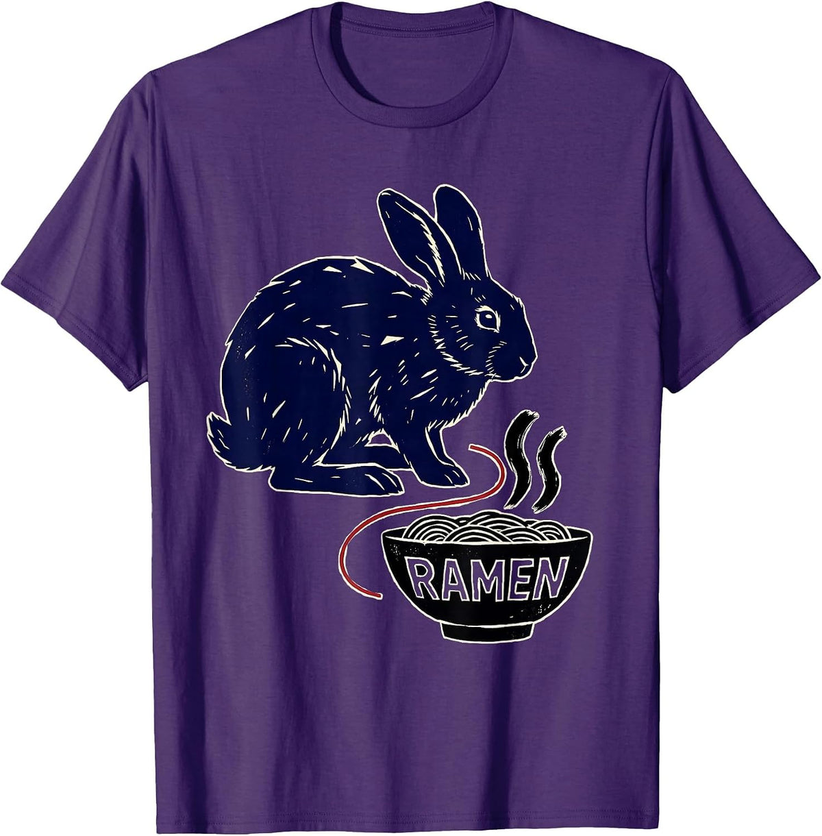 Ramen Cute Japanese Hare Kawaii Anime Animal Food Lover Gift T-Shirt - Purple