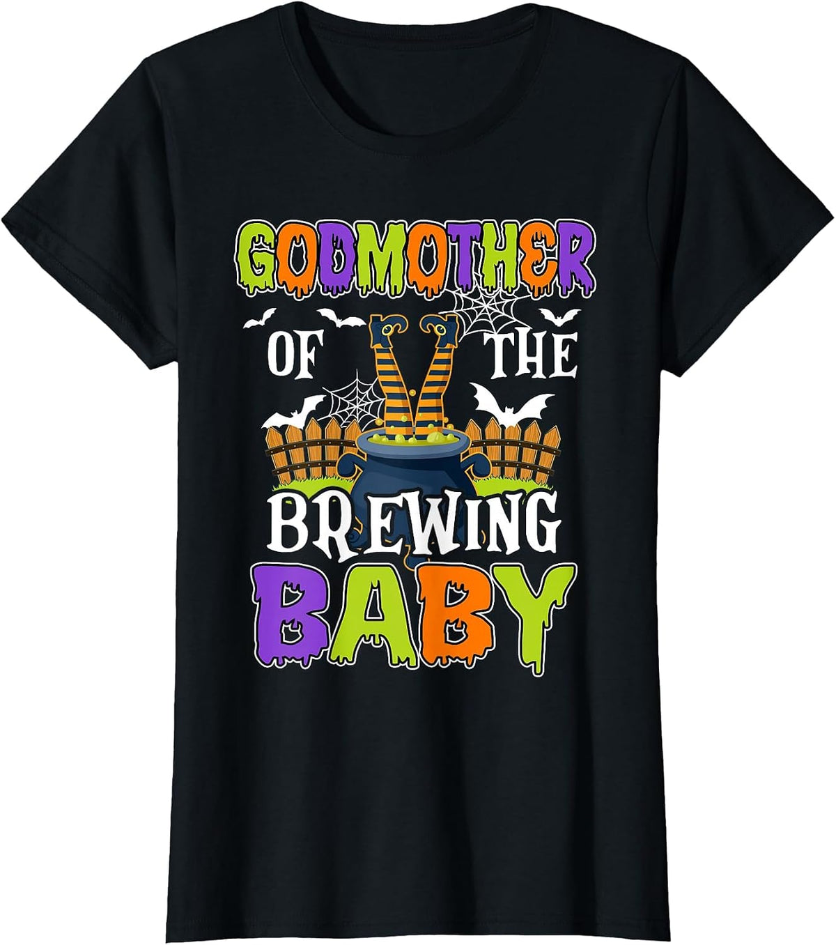 Godmother of The Brewing Baby Halloween Witch Baby Funny T-Shirt - Black