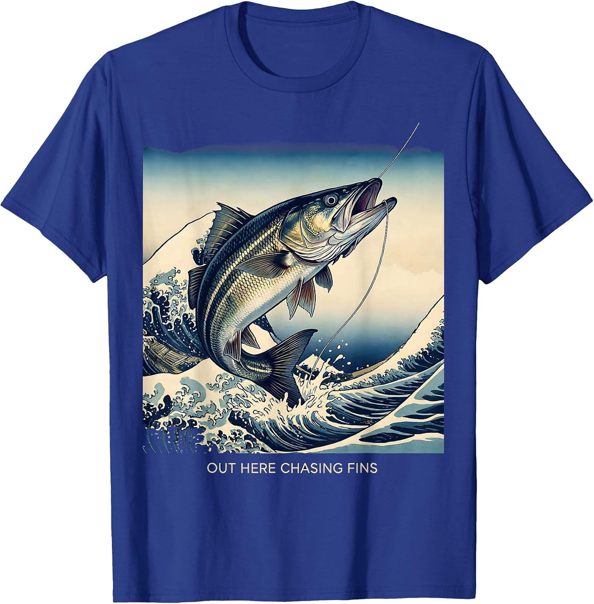 Men's Out Here Chasing Fins Fishing Graphic Design T-Shirt - Royal Blue