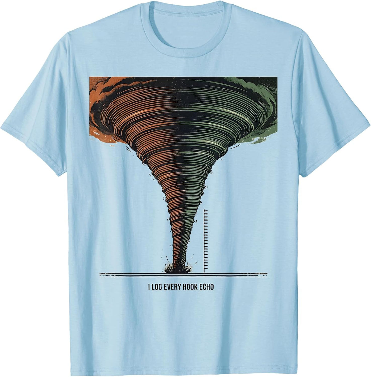 Men's I Log Every Hook Echo Vintage Storm Chaser Tornado T-Shirt - Baby Blue