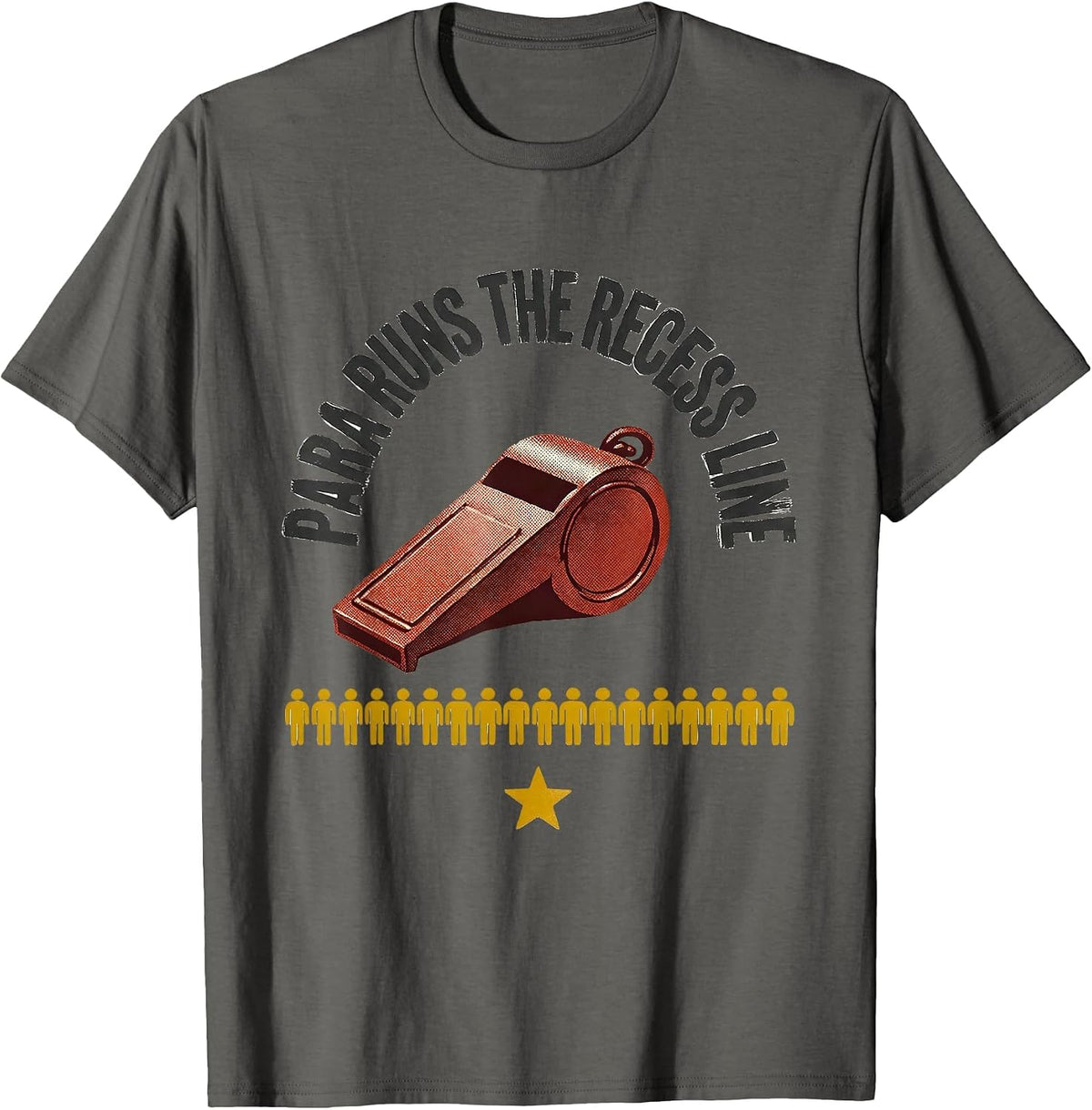 PARA Runs The Recess Line Heartfelt Paraprofessional T-Shirt - Asphalt Grey