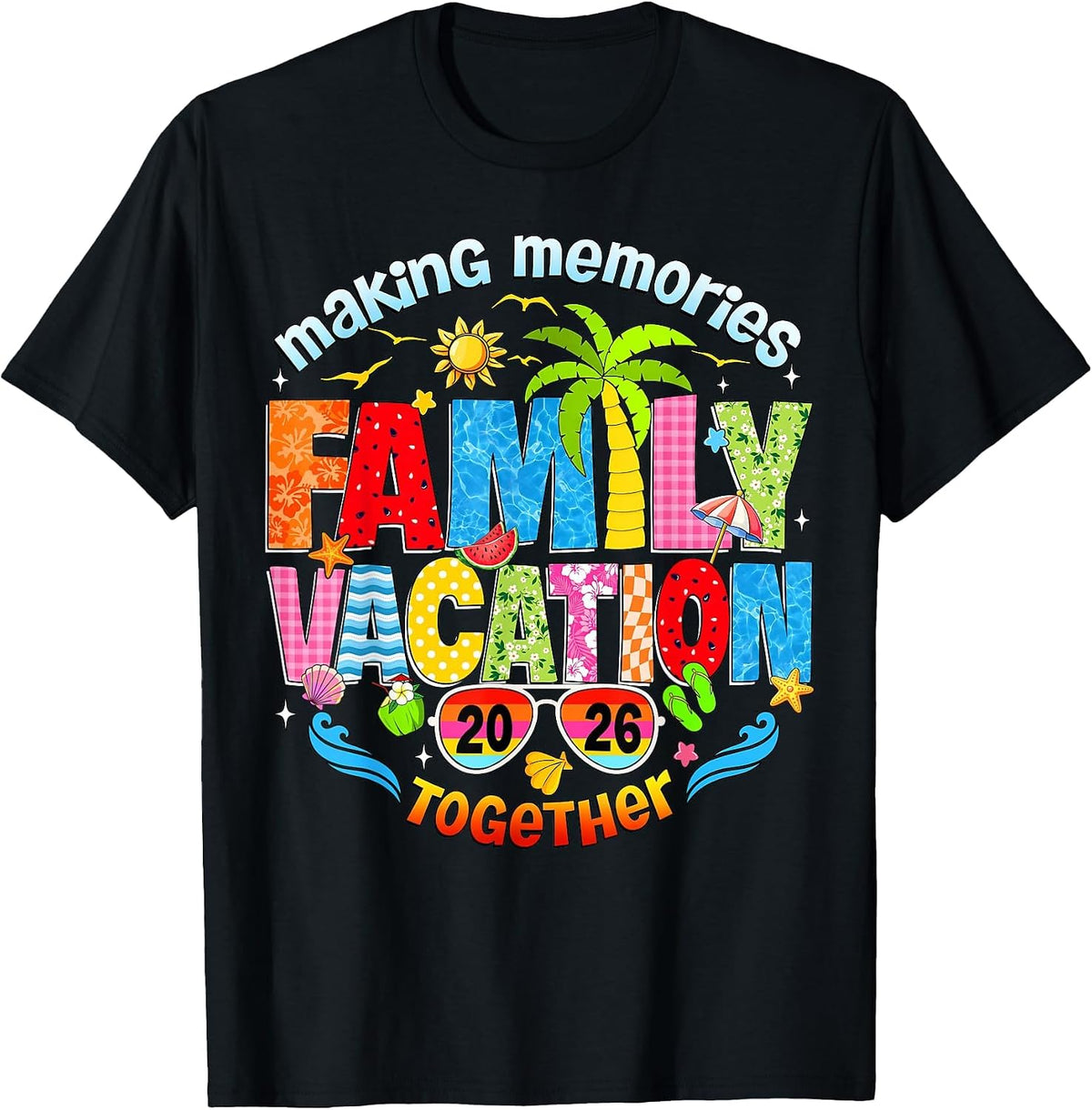 Family Vacation 2026 Summer Beach Matching Family Men Women T-Shirt - Black