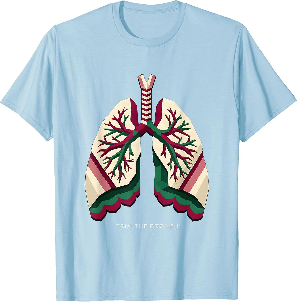Men's Trim The Bronchi Funny Respiratory Therapist Christmas Lung T-Shirt - Baby Blue