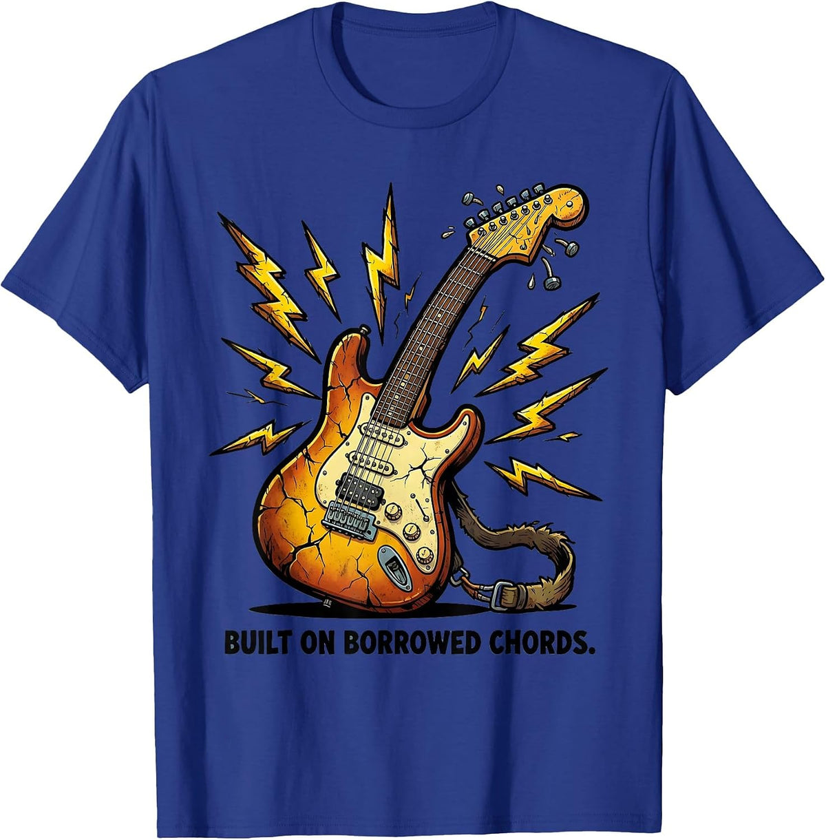 Built on Borrowed Chords Grunge Music Design T-Shirt - Royal Blue