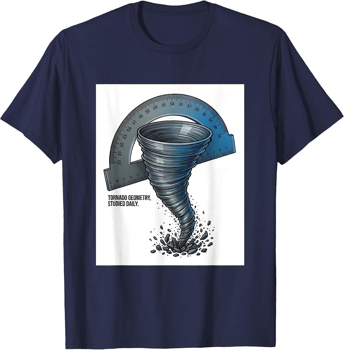 Tornado Geometry Studied Daily Meteorology Storm Chaser T-Shirt - Navy Blue