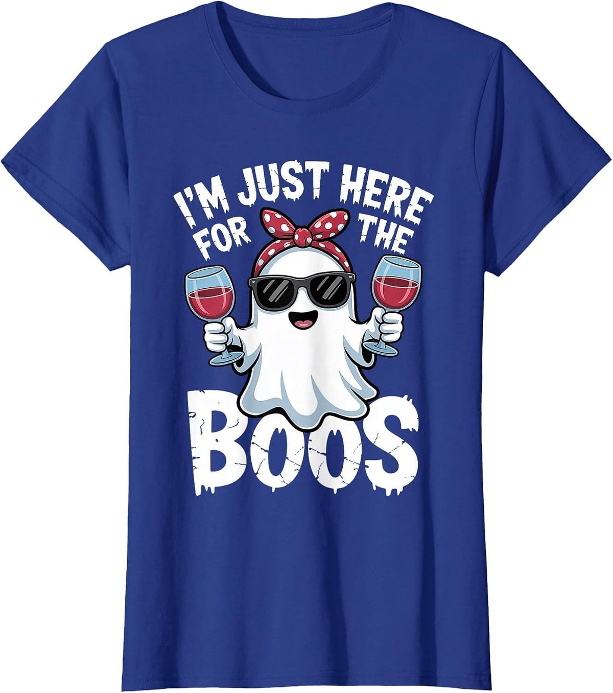 I'm Just Here for The Boos Halloween Ghost T-Shirt - Royal Blue