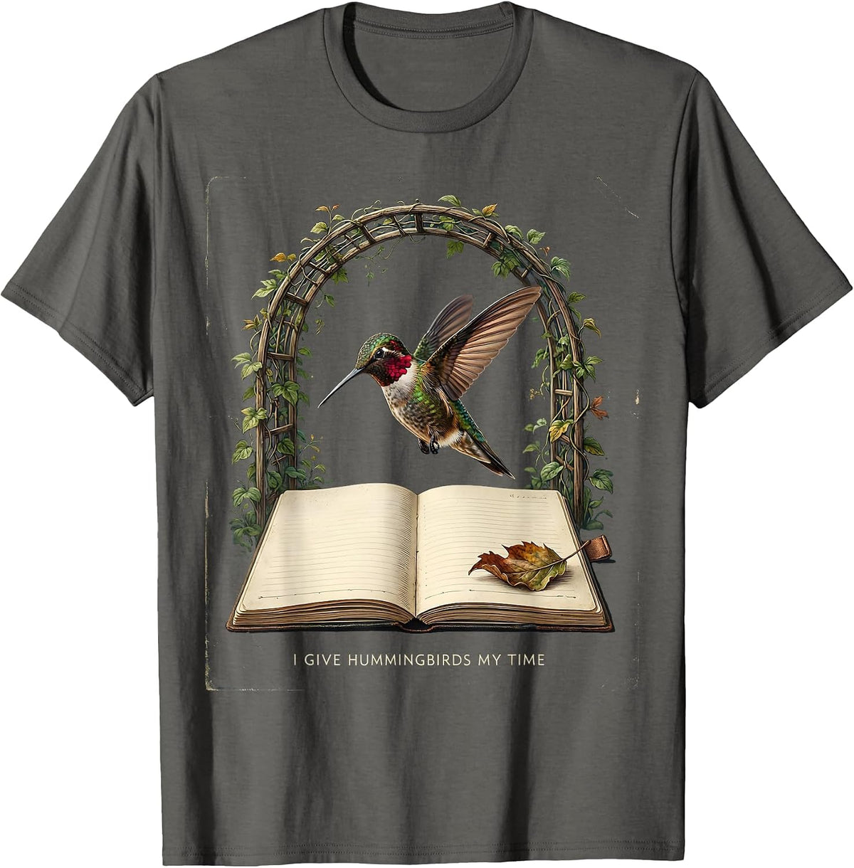 Men's I Give Hummingbirds My Time Vintage Bird Lover Hummingbird T-Shirt - Asphalt Grey