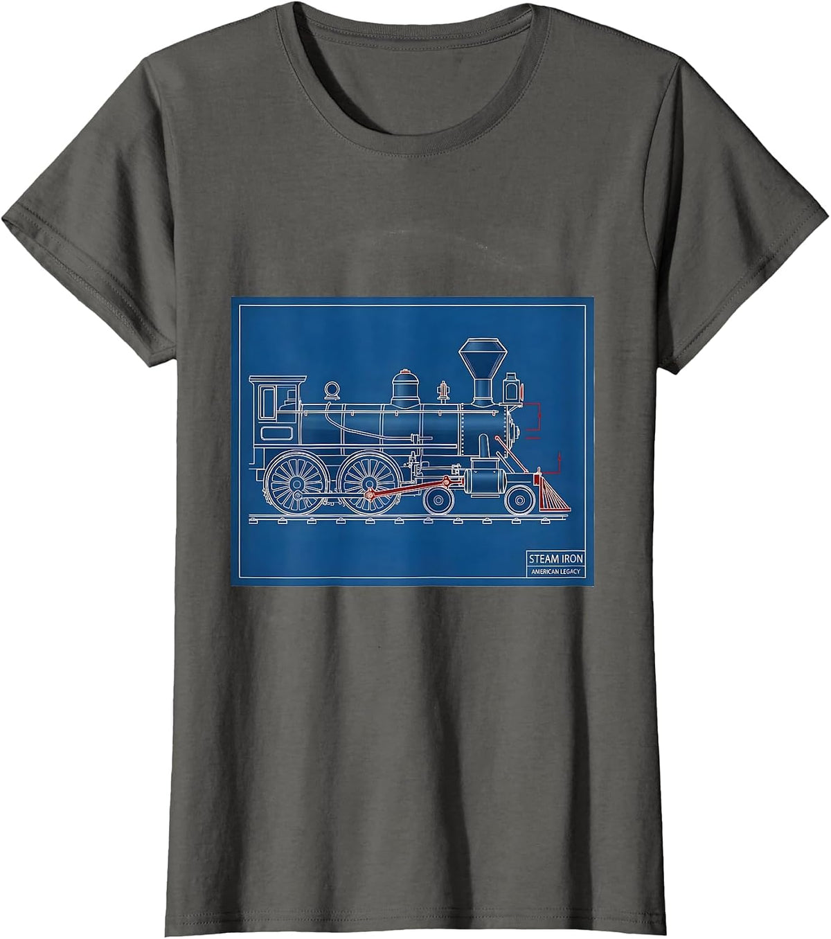 Women's Steam Iron American Legacy Vintage Steam Locomotive Train T-Shirt - Asphalt Grey