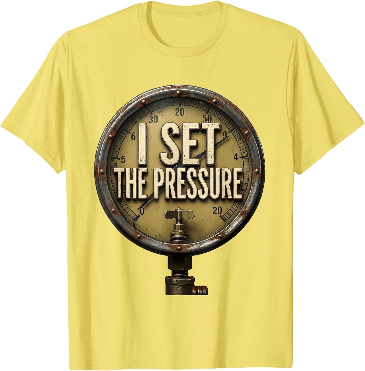 Men's I Set The Pressure Vintage Funny Plumber Pipefitter T-Shirt - Lemon Yellow