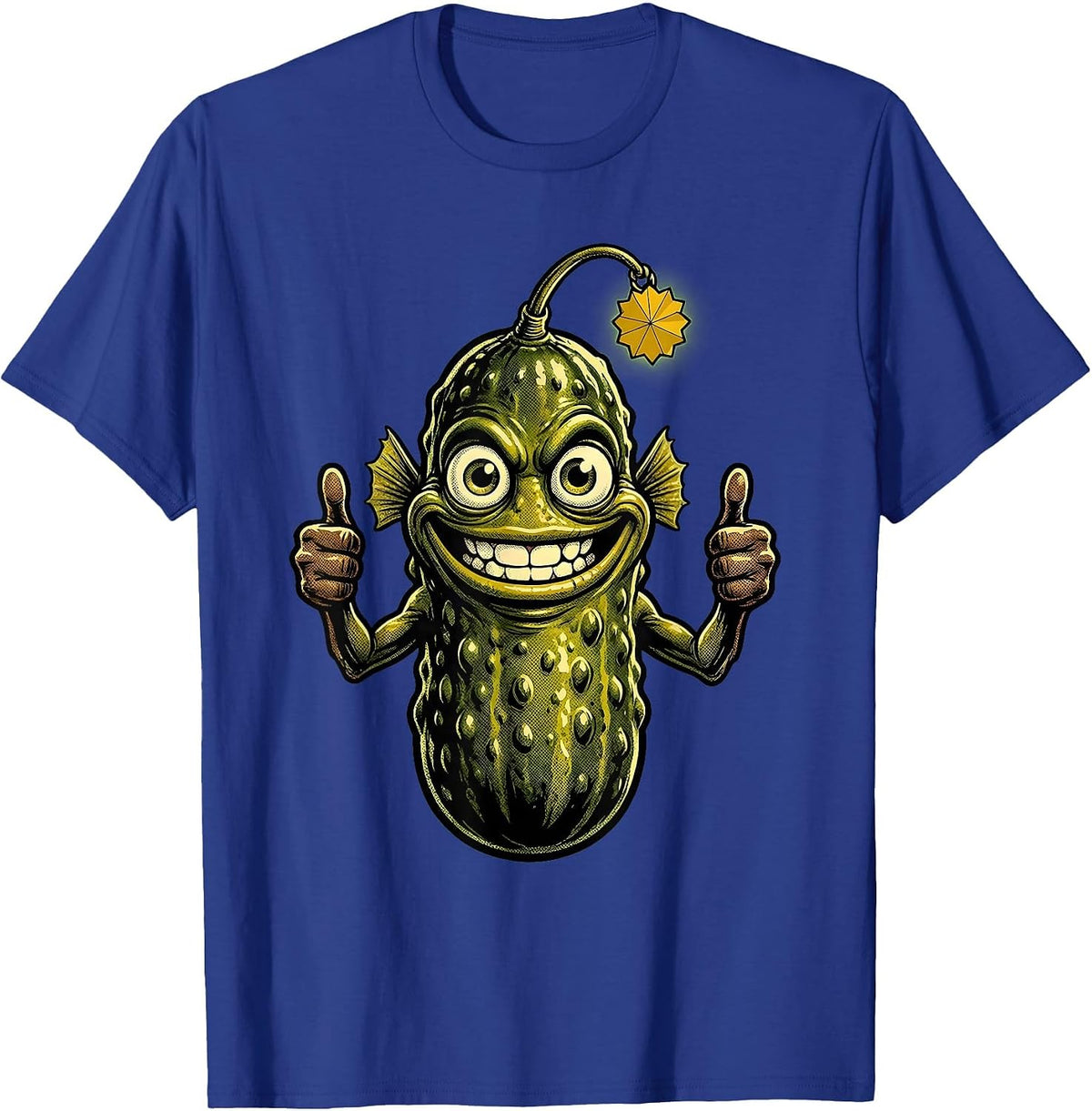 Deep Sea Pickle Fish Glowing Lure Illustration T-Shirt - Royal Blue