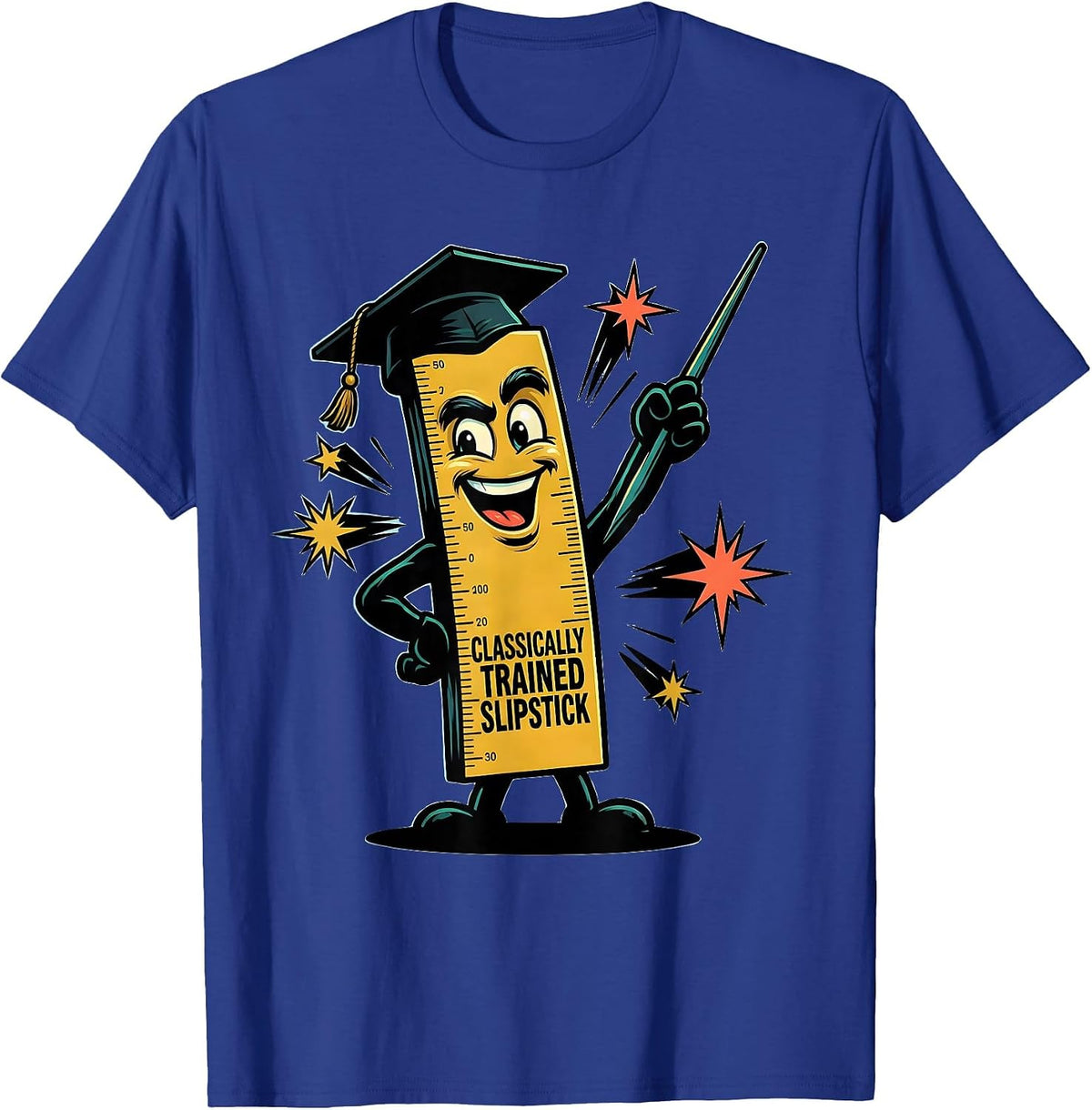 Men's Classically Trained Slipstick Cartoon Retro Math Engineer T-Shirt - Royal Blue