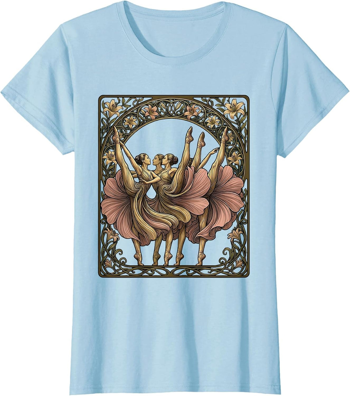 Women's Chorus Line High Kick Dance Graphic T-Shirt - Baby Blue