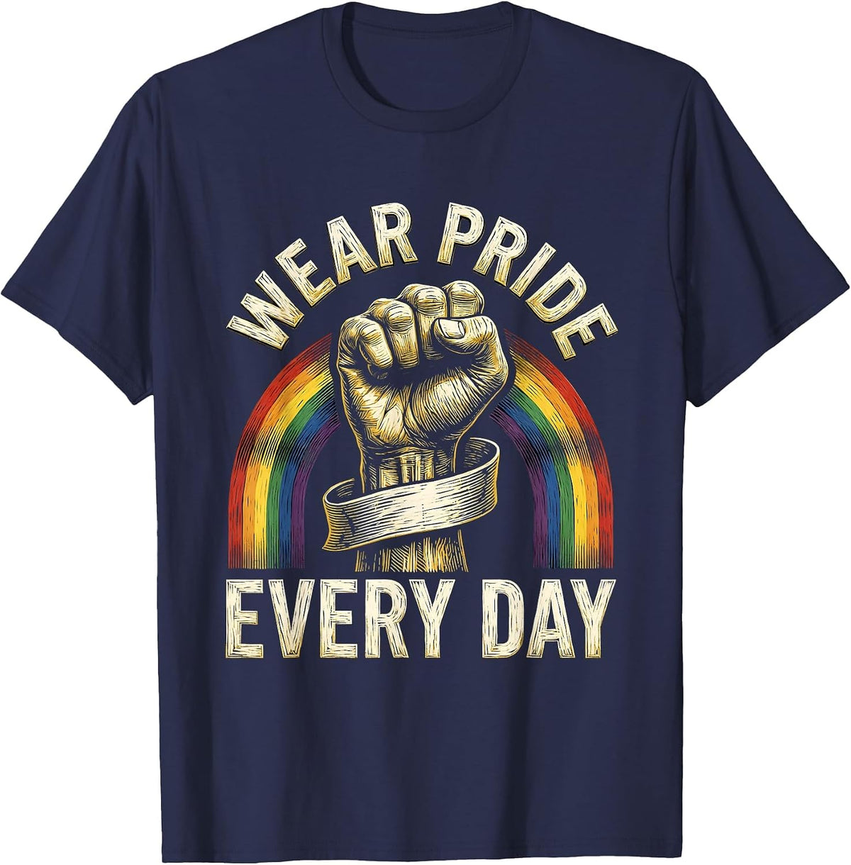 Wear Pride Every Day Men's Pride Design T-Shirt - Navy Blue
