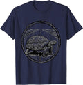 Tortoise On The Open Road Graphic Design T-Shirt - Navy Blue