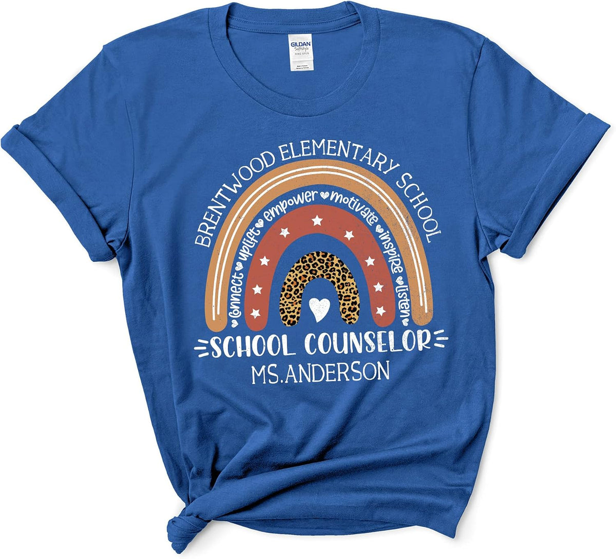 Hannan Personalized School Counselor Shirt - Custom School and Teacher Name Counselor Tee, School Counselor T-Shirt L Royal