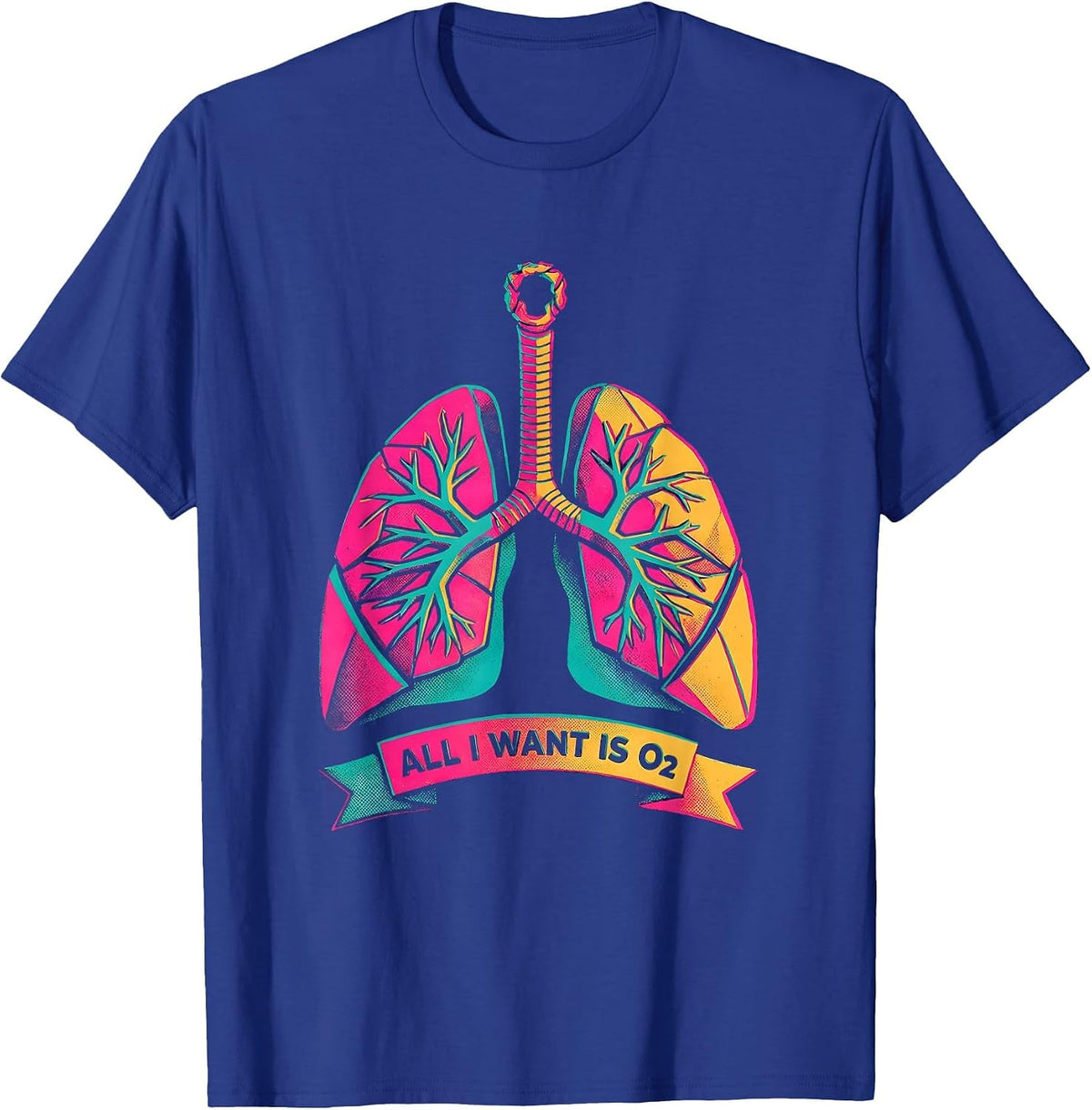 All I Want Is O2 Risograph Respiratory Therapist Christmas T-Shirt - Royal Blue