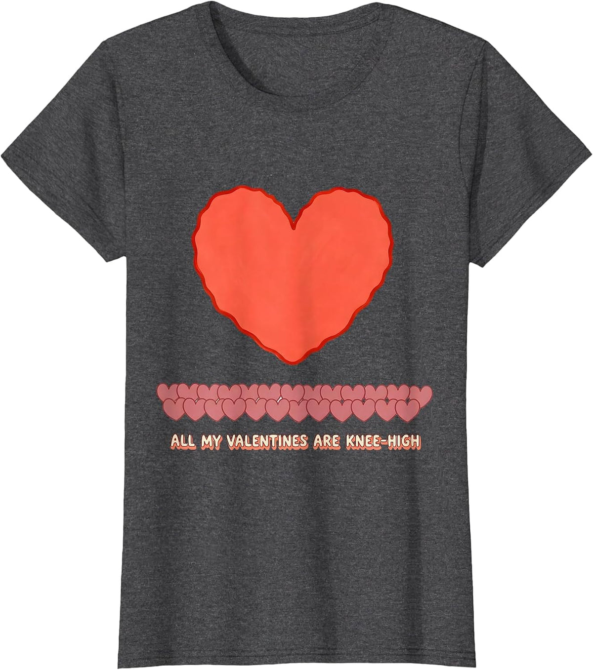Women's All My Valentines Are Knee-High Funny Teacher Valentine Day T-Shirt - Dark Heather Grey