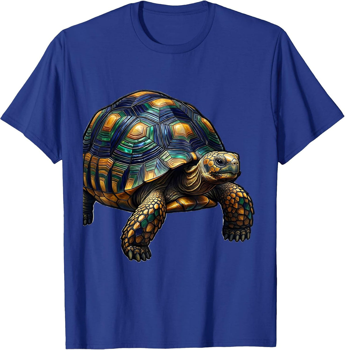 Red-Footed Tortoise Stained Glass Mosaic Reptile Lover T-Shirt - Royal Blue