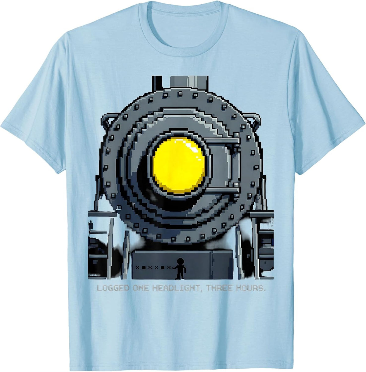 Men's Logged One Headlight Three Hours Pixel Art Big Boy 4014 T-Shirt - Baby Blue