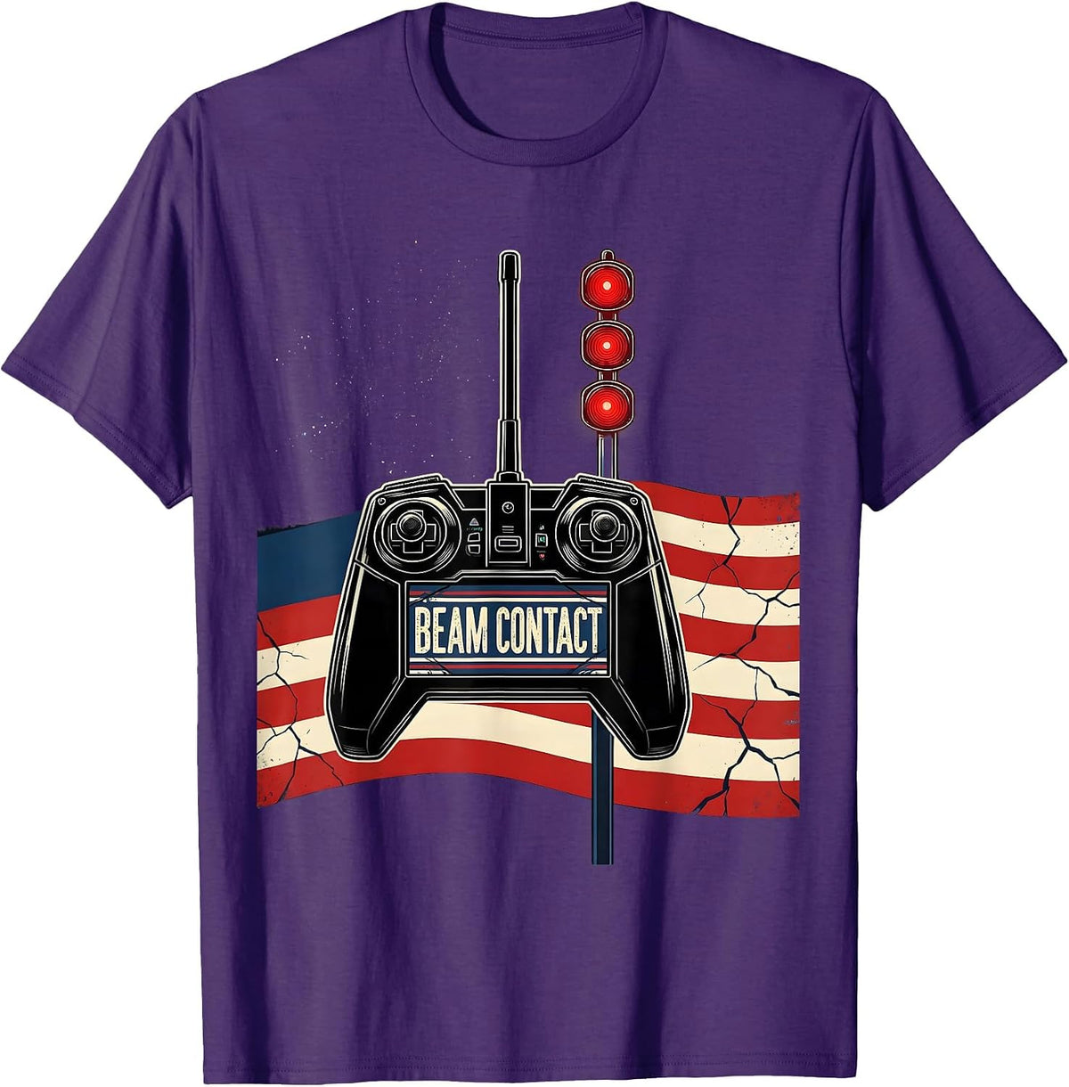 Men's Beam Contact Patriotic RC Racing American Flag Hobbyist Gift T-Shirt - Purple