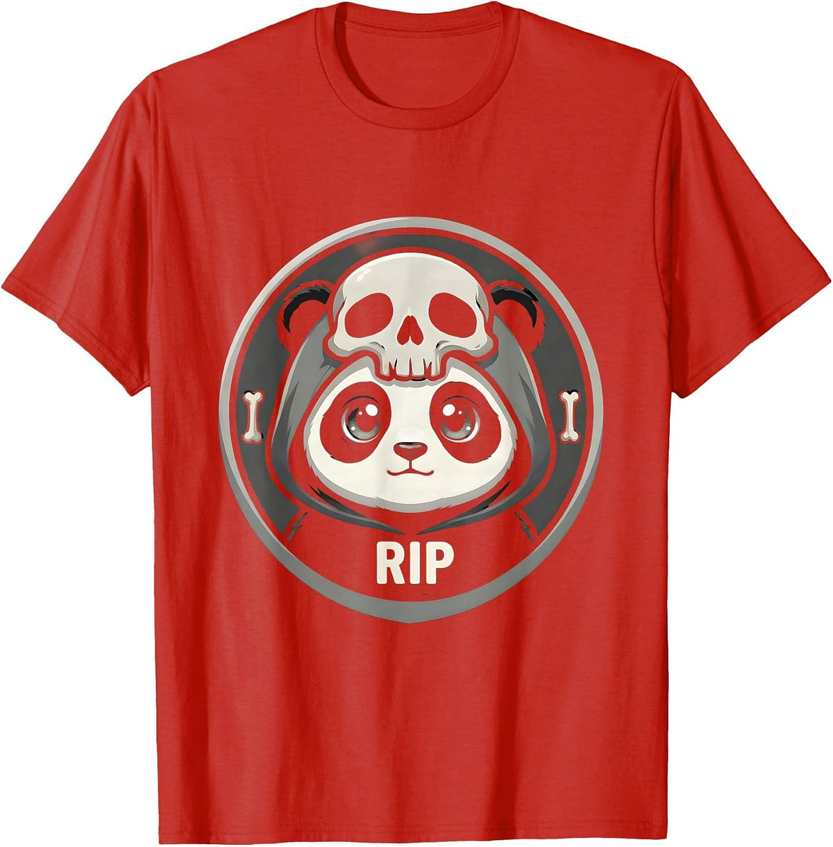 Men's RIP Horror Anime Gothic Kawaii Pastel Goth Chibi Panda T-Shirt - Red