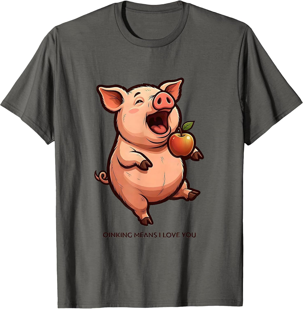 Men's Oinking Means I Love You Funny Pig Lover Pet Owner Humor T-Shirt - Asphalt Grey
