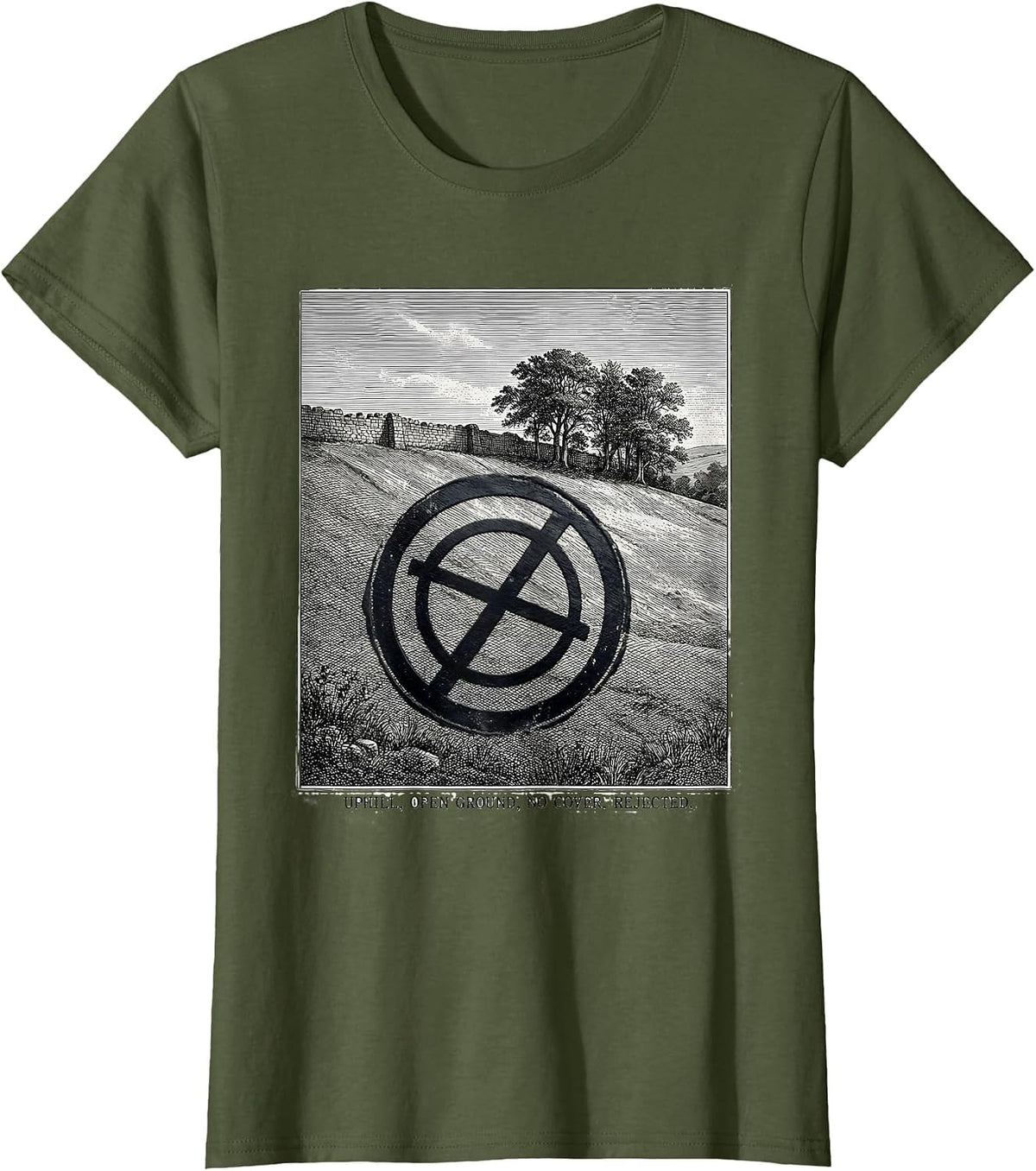 Women's Uphill Open Ground No Cover Rejected Civil War History Buff T-Shirt - Olive Green