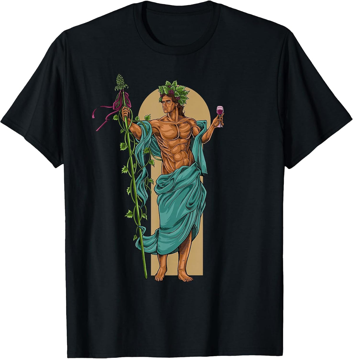 God of Greek Mythology - Bacchus Dionysus T-Shirt - Black