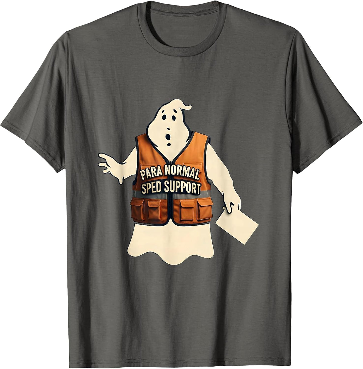 Men's Para Normal SPED Support Funny Ghost Paraprofessional T-Shirt - Asphalt Grey