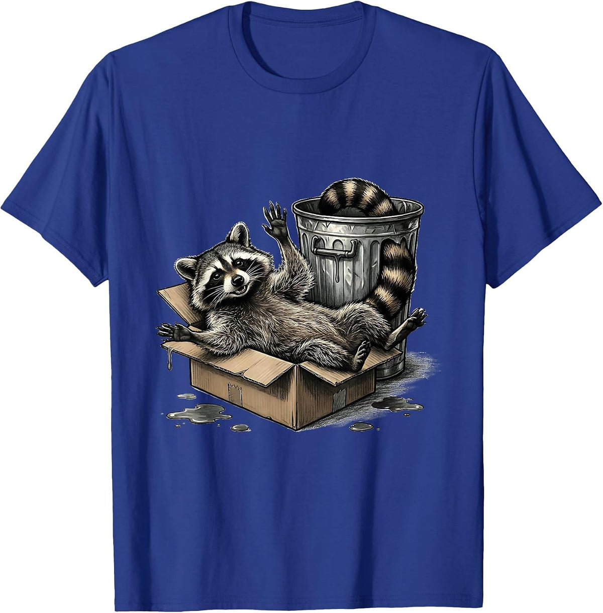 Men's Drunk Raccoon Trashed Panda Funny Animal Humor T-Shirt - Royal Blue