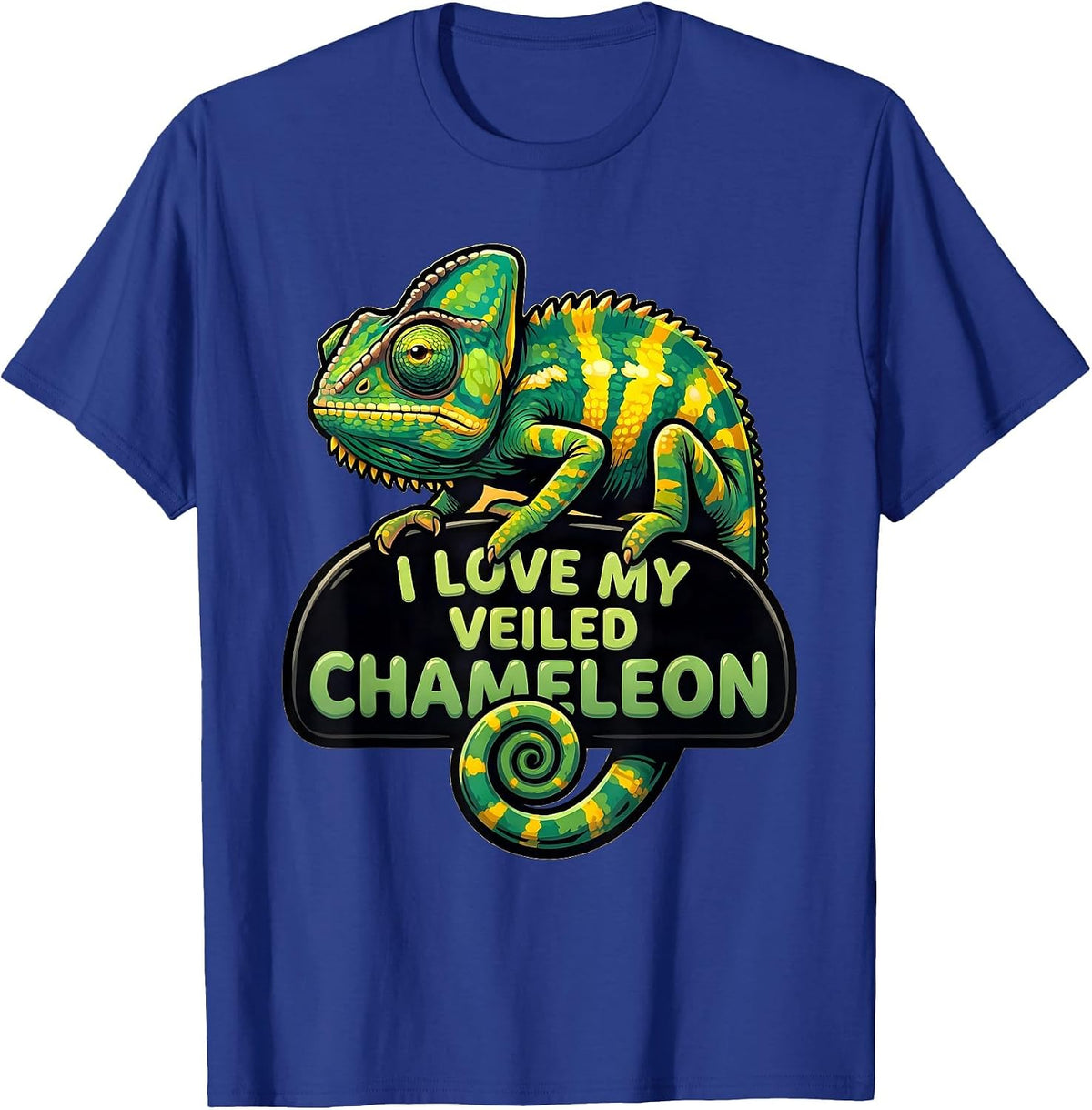 I Love My Veiled Chameleon Cartoon Reptile Lover Pet Owner T-Shirt - Royal Blue