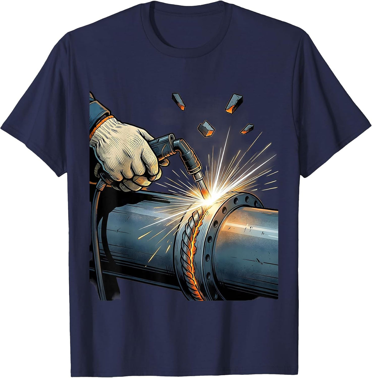Guided MIG Gun Welder Trade Pride Humor T-Shirt - Navy Blue