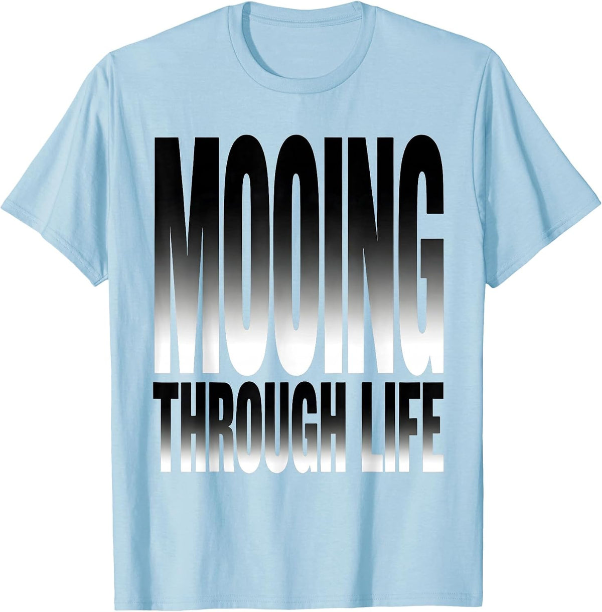 Men's Mooing Through Life Cow Print Design T-Shirt - Baby Blue
