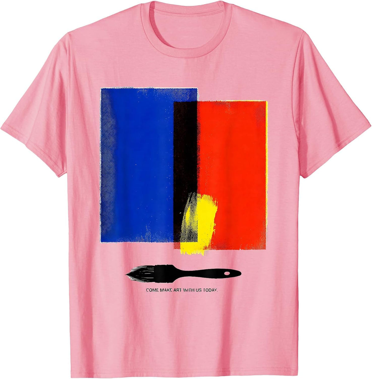 Men's Come Make Art With Us Today Funny Art Teacher Artist Humor T-Shirt - Pink