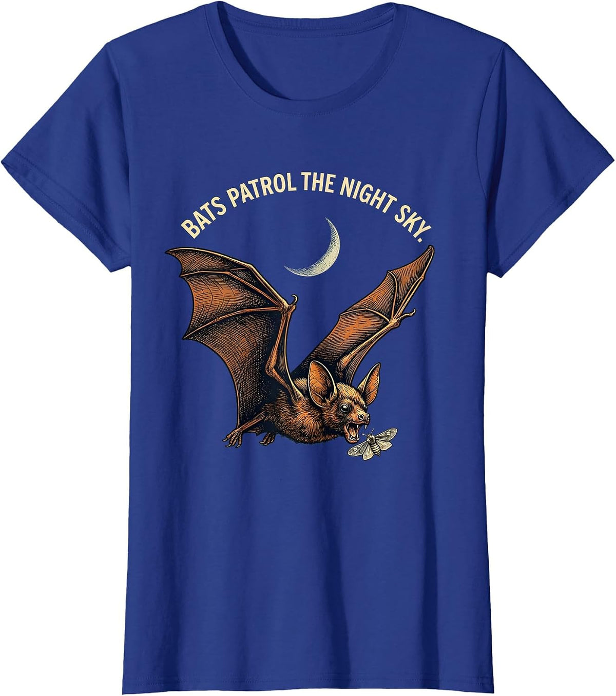 Women's Bats Patrol The Night Sky Vintage Bat Lover Halloween Nature T-Shirt - Royal Blue