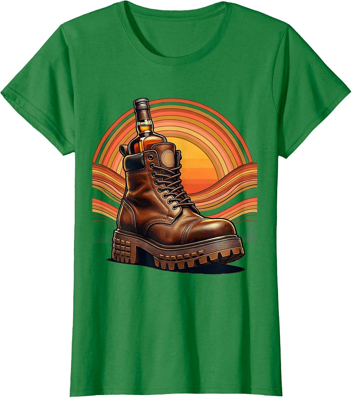 Women's Whiskey Lover Labor Day Worker Boot Graphic T-Shirt - Kelly Green