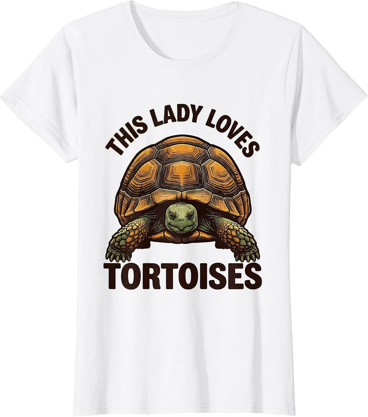 Women's This Lady Loves Tortoises Funny Reptile Lover Screenprint T-Shirt - White