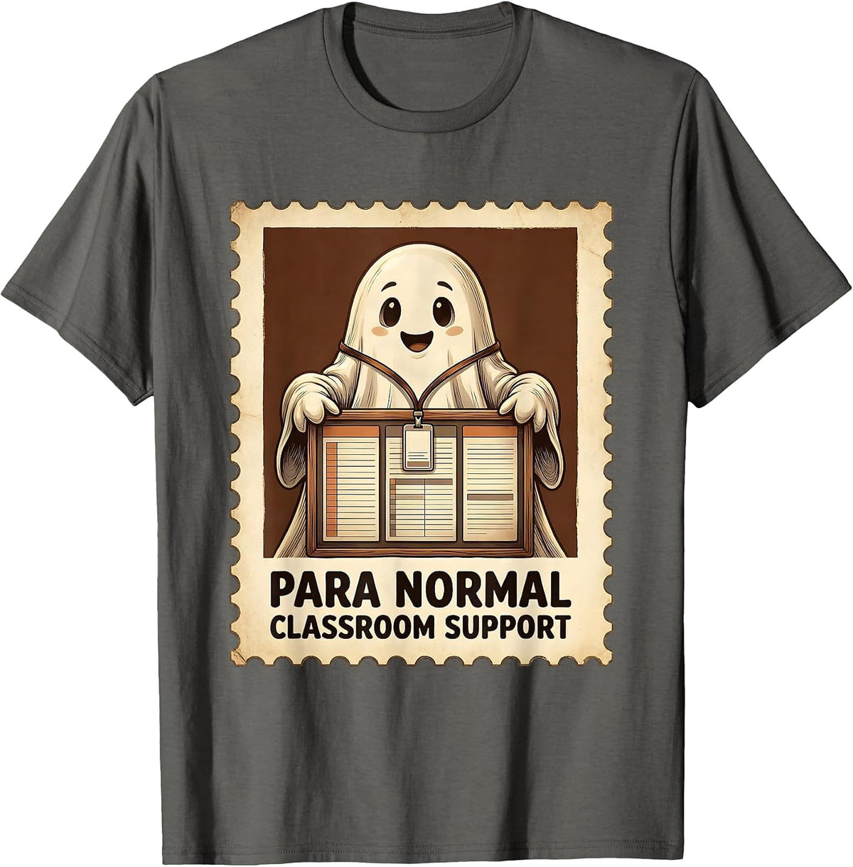 Para Normal Classroom Support Funny Ghost Paraprofessional T-Shirt - Asphalt Grey