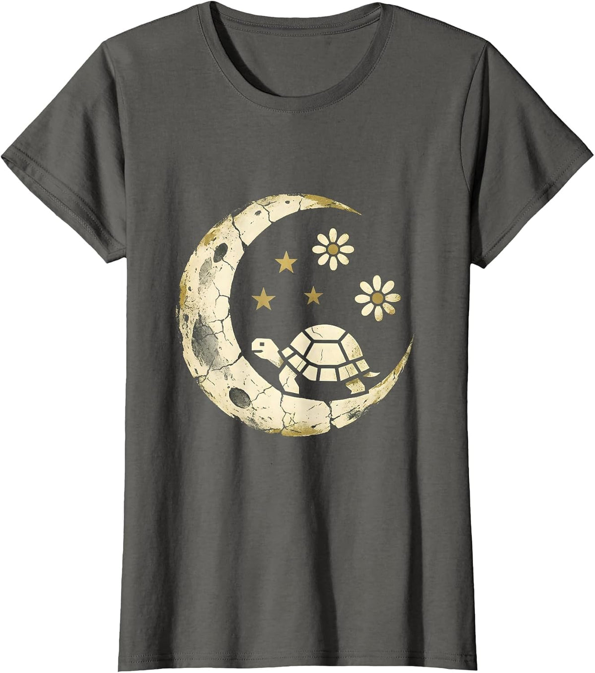 Women's Ancient Tortoise Starry Sky Be Still Illustration T-Shirt - Asphalt Grey