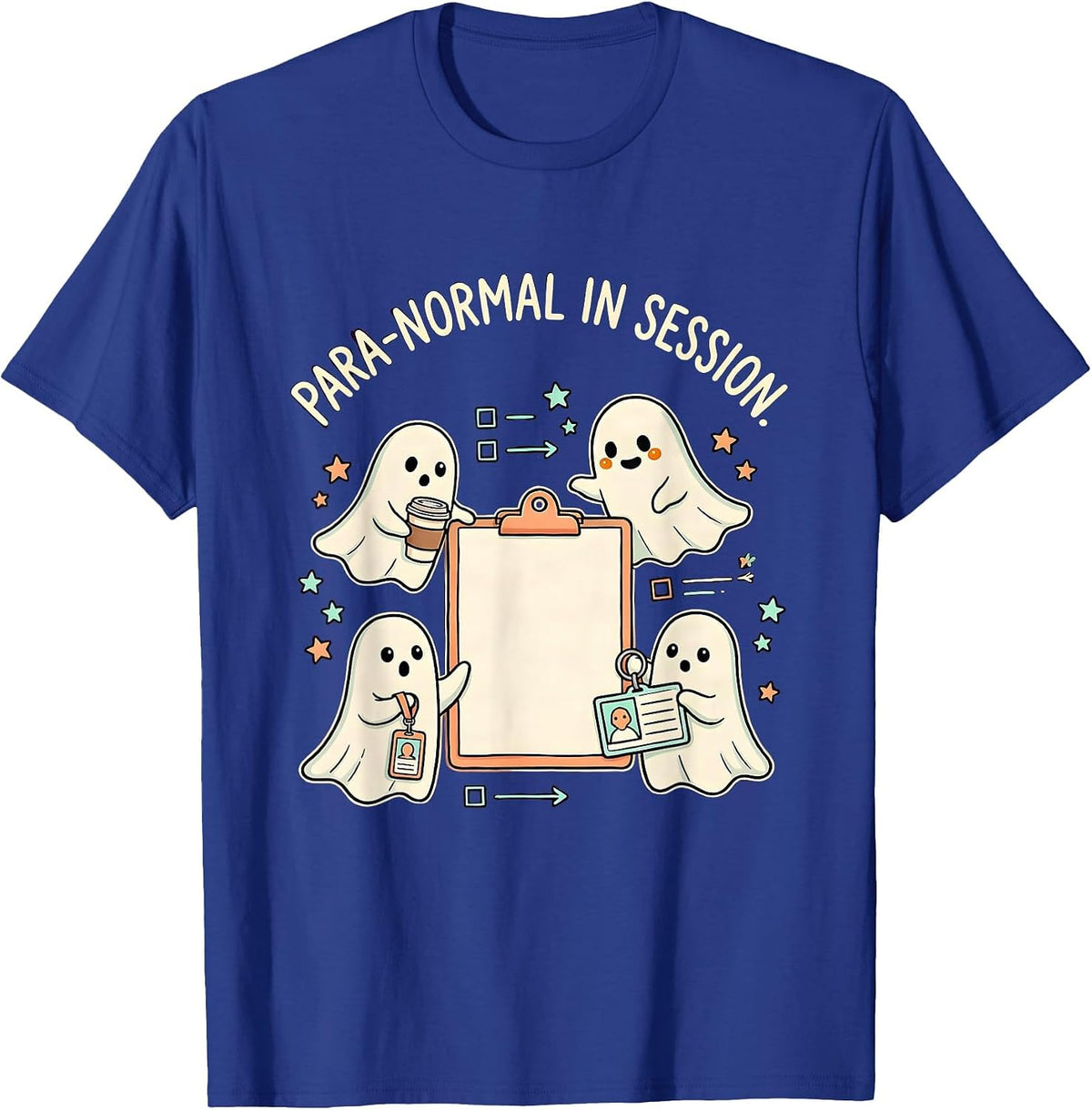 Men's Para-Normal In Session Kawaii Ghost SPED Paraprofessional T-Shirt - Royal Blue