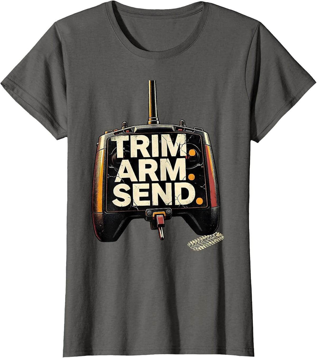 Women's Trim Arm Send Distressed Vintage RC Racing Drag Strip T-Shirt - Asphalt Grey