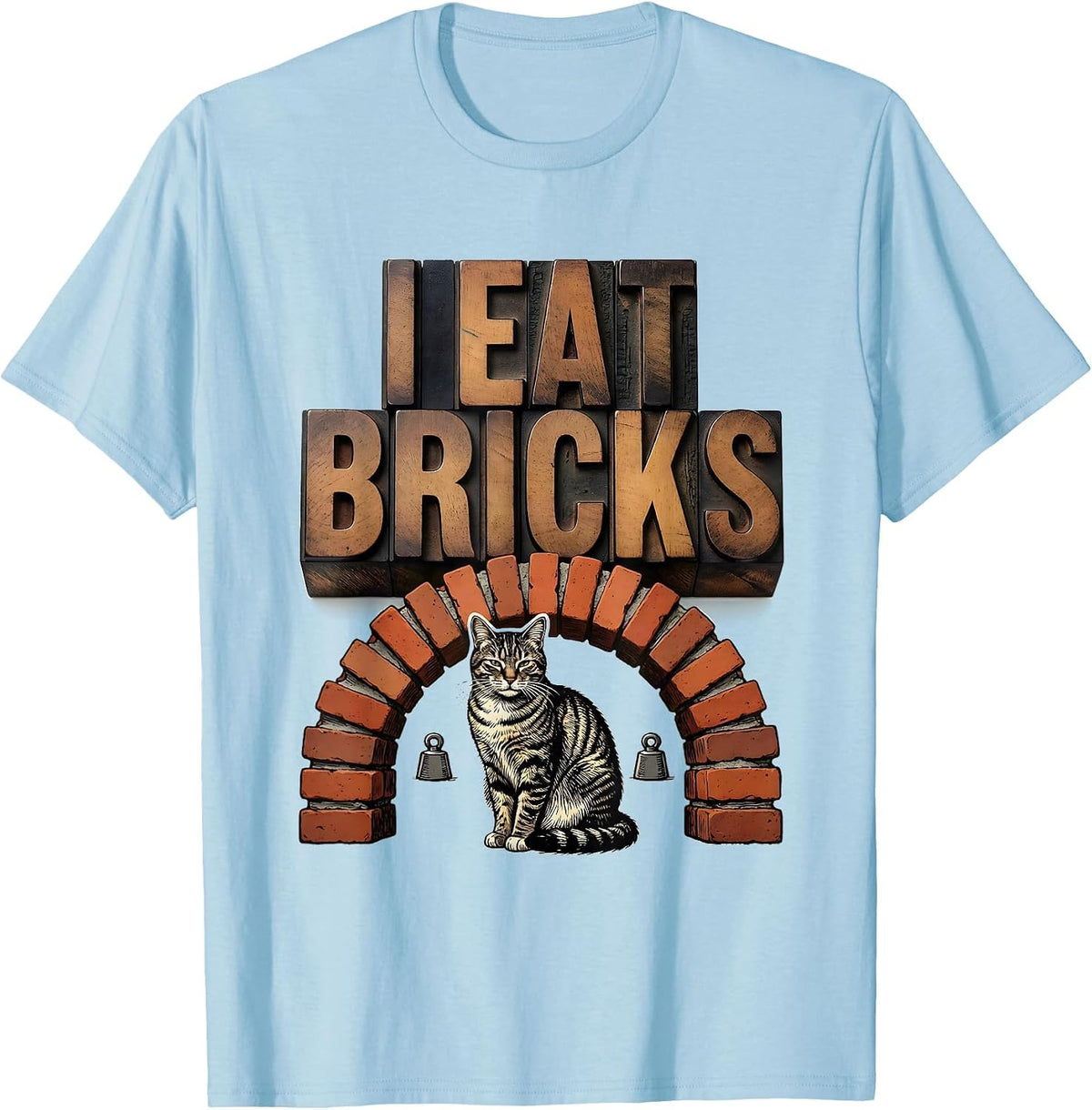 Men's I Eat Bricks Funny Cat Meme Internet Humor Gift T-Shirt - Baby Blue