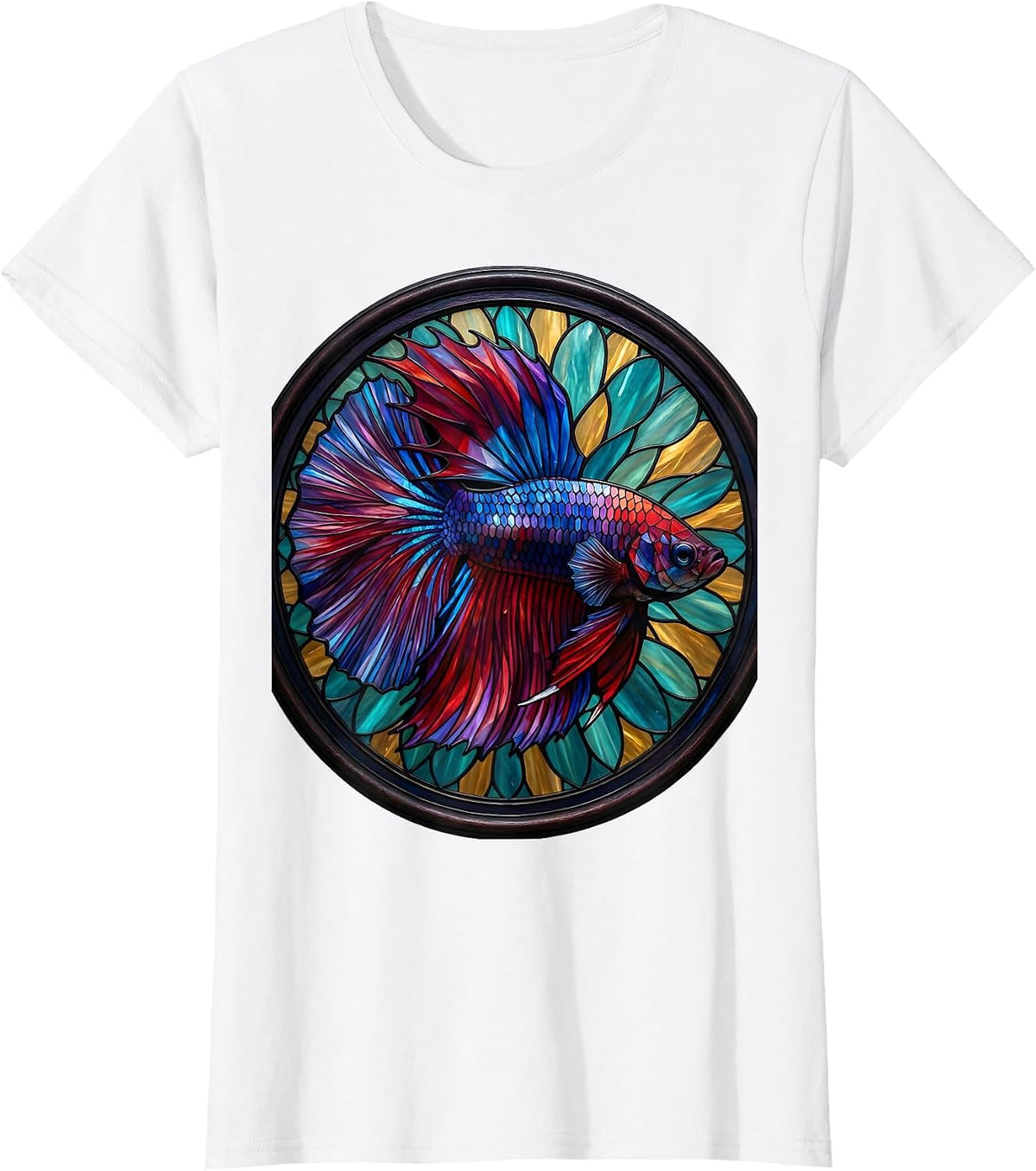 Betta Fish Ornate Flowing Fins Illustration T-Shirt - White